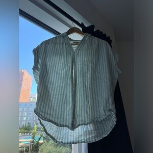 Madewell Green Striped Cotton Shirt